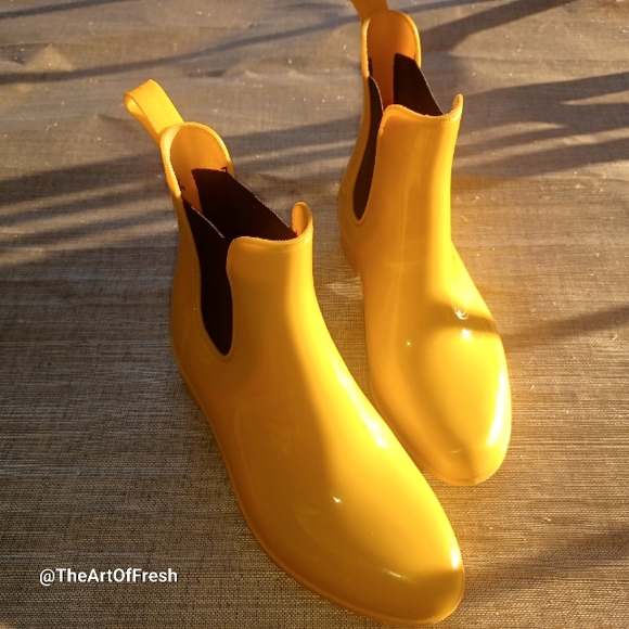 Mustard Yellow Ankle Booties Garden Rain Boots - Picture 3 of 15